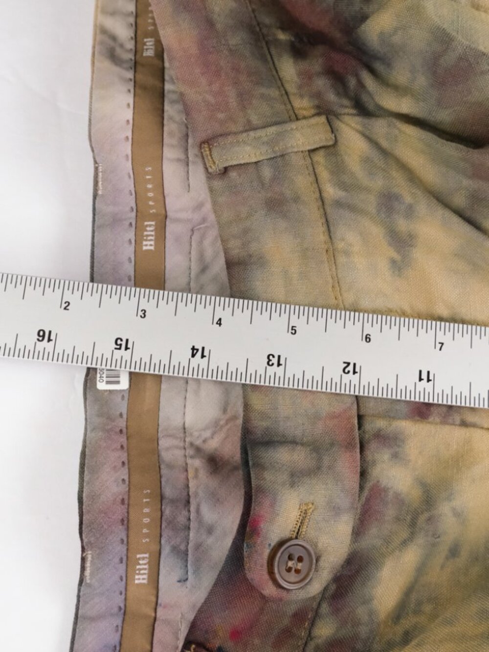 Hilti Chino Men's Trousers Cotton Tie Dye 5 Pocket 35 X 27.5 Wide Leg Pleated - Picture 6 of 8
